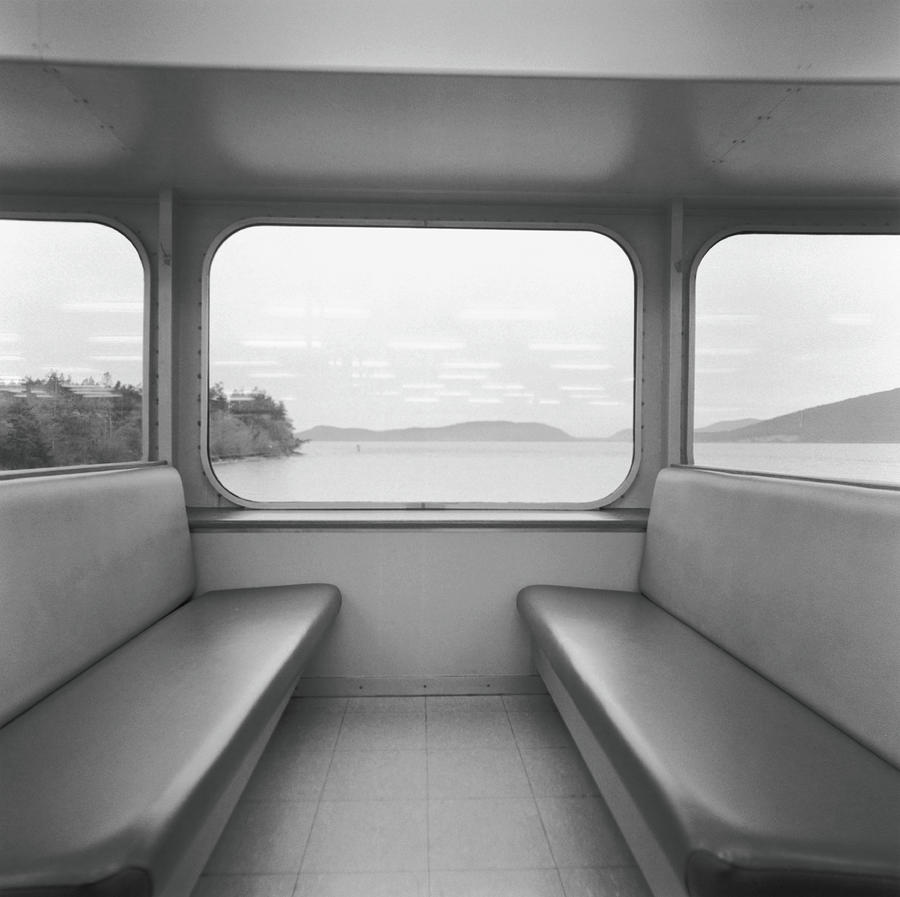 Seats In Ferry B&w Photograph by Peter Delory Seats In Ferry B&w Photograph by Peter Delory