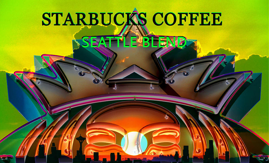 Seattle blend Starbucks coffee label art Mixed Media by David Lee Thompson
