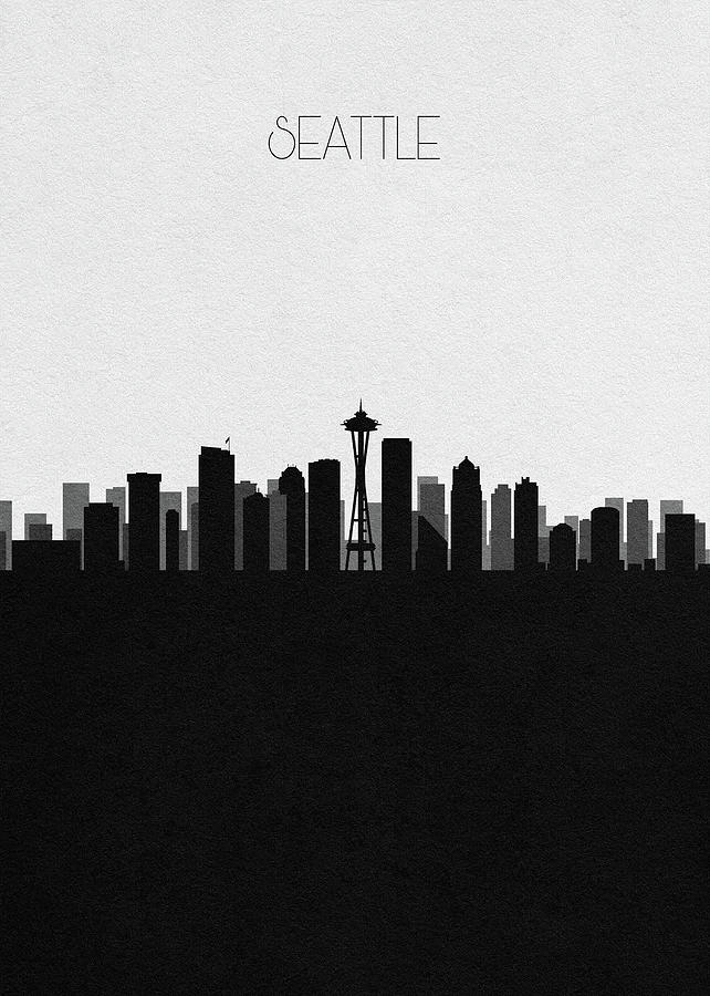 Seattle Cityscape Art Digital Art by Inspirowl Design