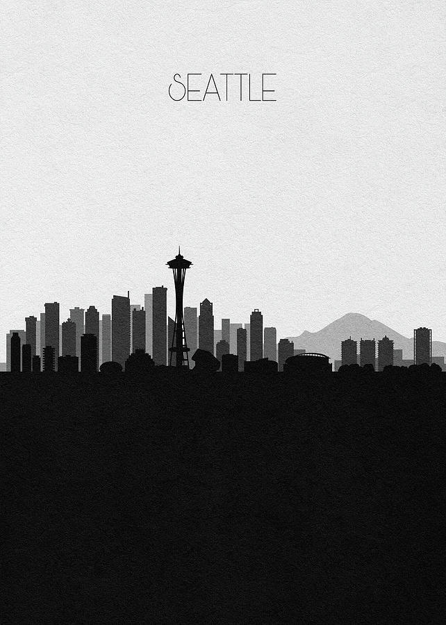 Seattle Digital Art - Seattle Cityscape Art V2 by Inspirowl Design