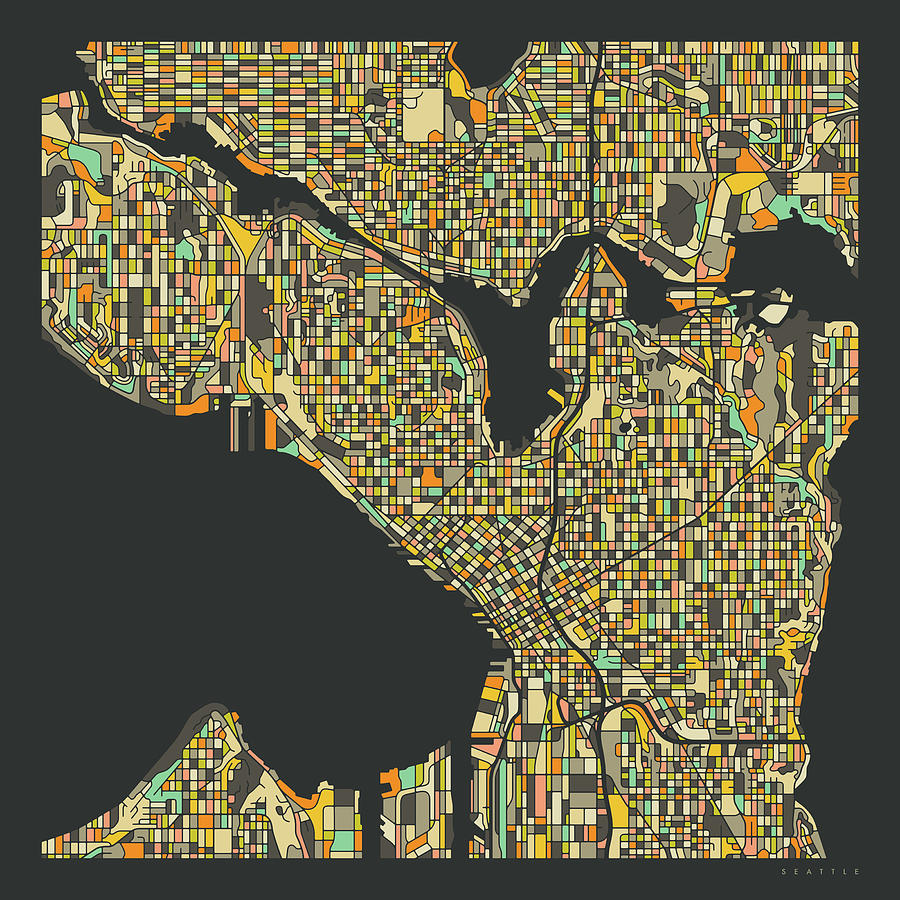 Seattle Map Digital Art - Seattle Map 2 by Jazzberry Blue