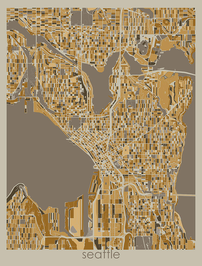 Seattle Map Retro 4 Digital Art