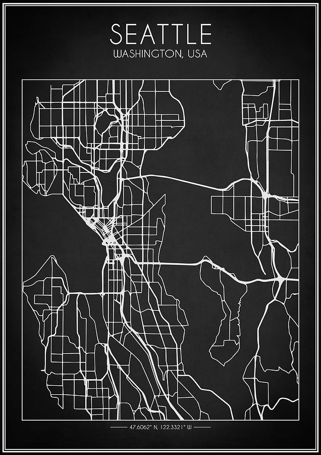Seattle Map Digital Art by Hoolst Design