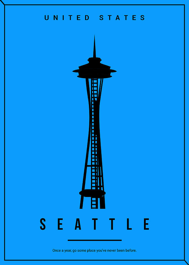 Seattle Cityscape Minimalist Poster Digital Art by Carlos V