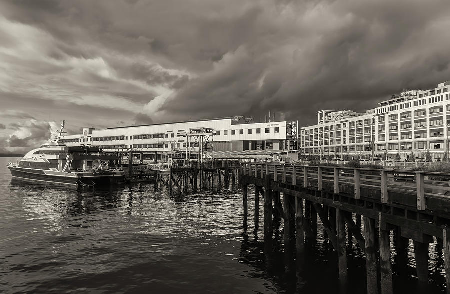 Seattle Port Sepia Photograph by Jonathan Nguyen