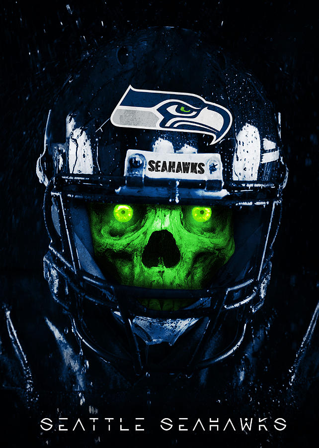 Seattle Seahawks Skull Art by William Ng