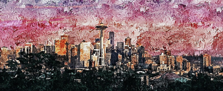 Seattle Skyline - 05 Painting by AM FineArtPrints