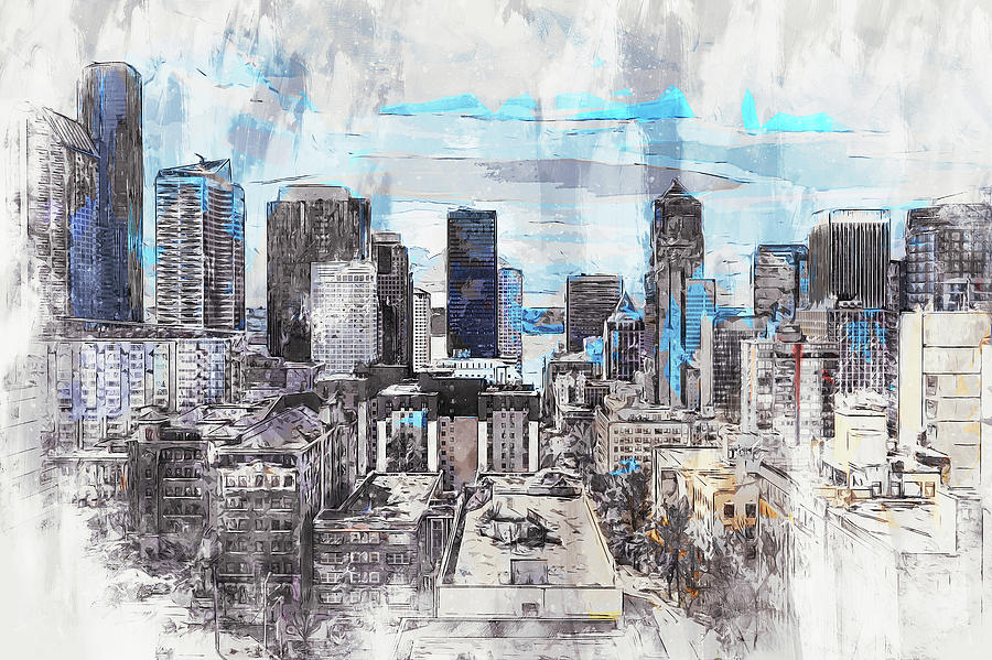 Seattle Skyline - 07 Painting by AM FineArtPrints