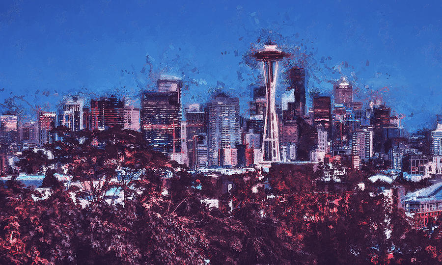 Seattle Skyline - 09 Painting by AM FineArtPrints