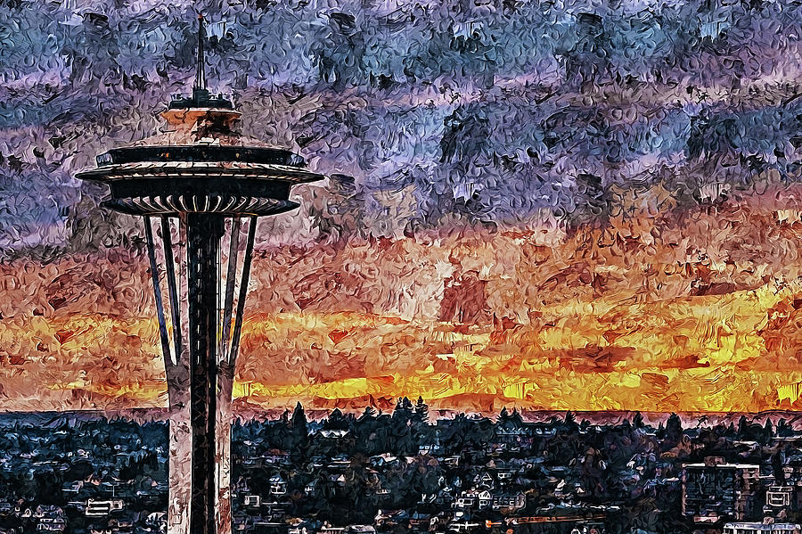 Seattle Skyline - 11 Painting by AM FineArtPrints