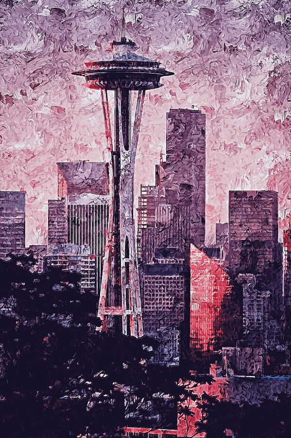 Seattle Skyline - 12 Painting by AM FineArtPrints
