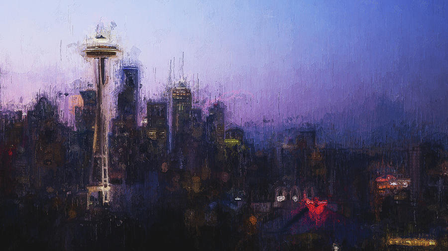 Seattle Skyline - 13 Painting by AM FineArtPrints