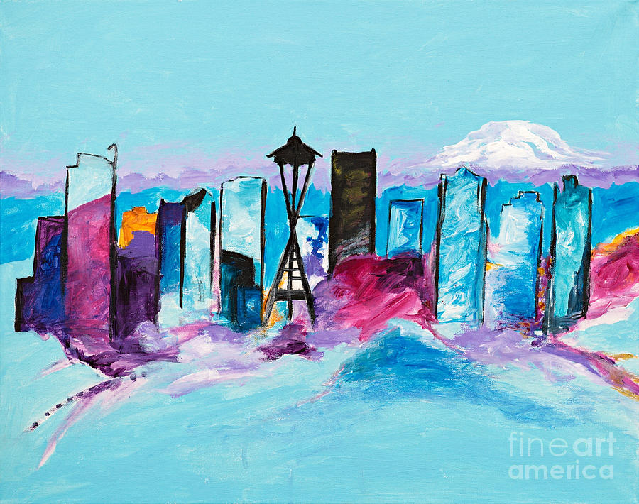 Seattle Skyline Painting by Art by Danielle