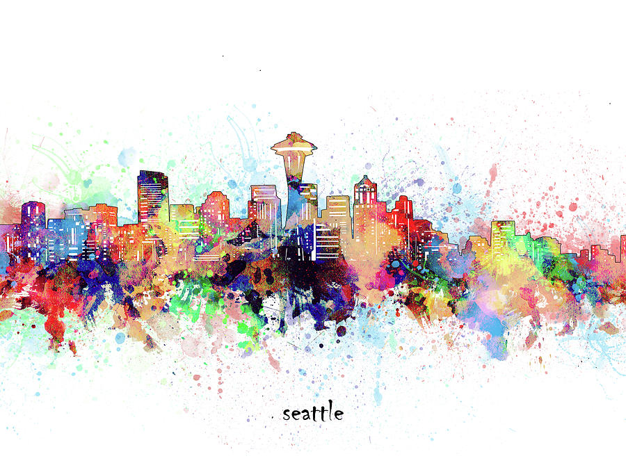 Seattle Skyline Artistic Digital Art by Bekim M