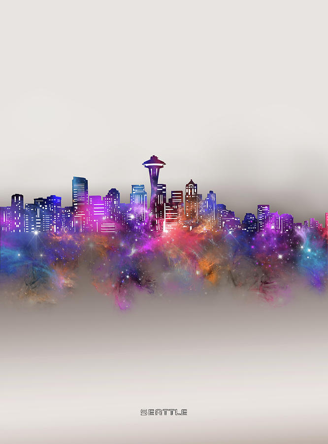 Seattle Digital Art - Seattle Skyline Galaxy by Bekim M
