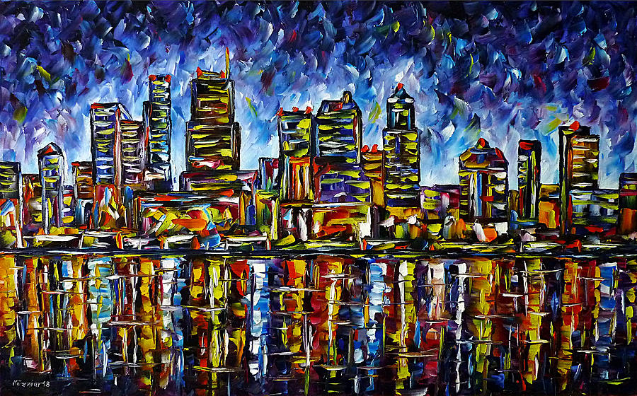 Seattle Skyline Painting by Mirek Kuzniar