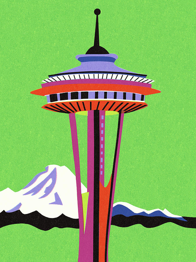 Architecture Drawing - Seattle Space Needle by CSA Images