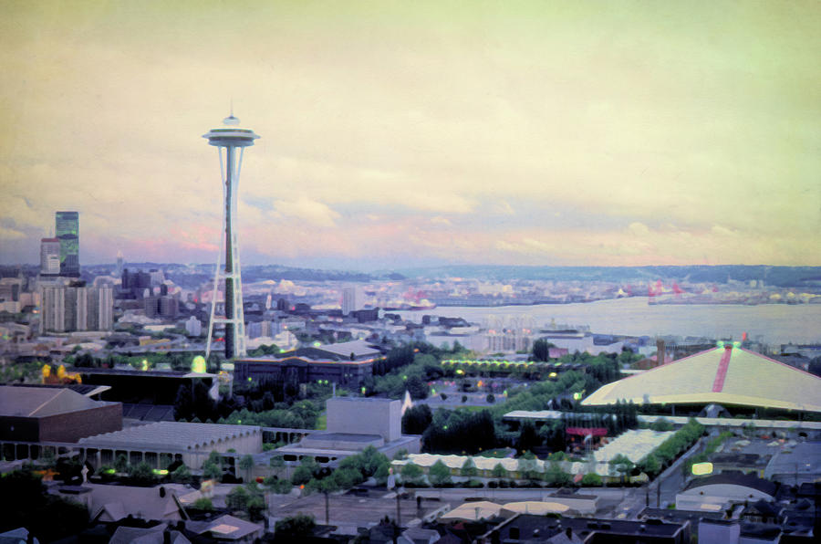 Seattle Space Needle Vintage  Digital Art by Cathy Anderson