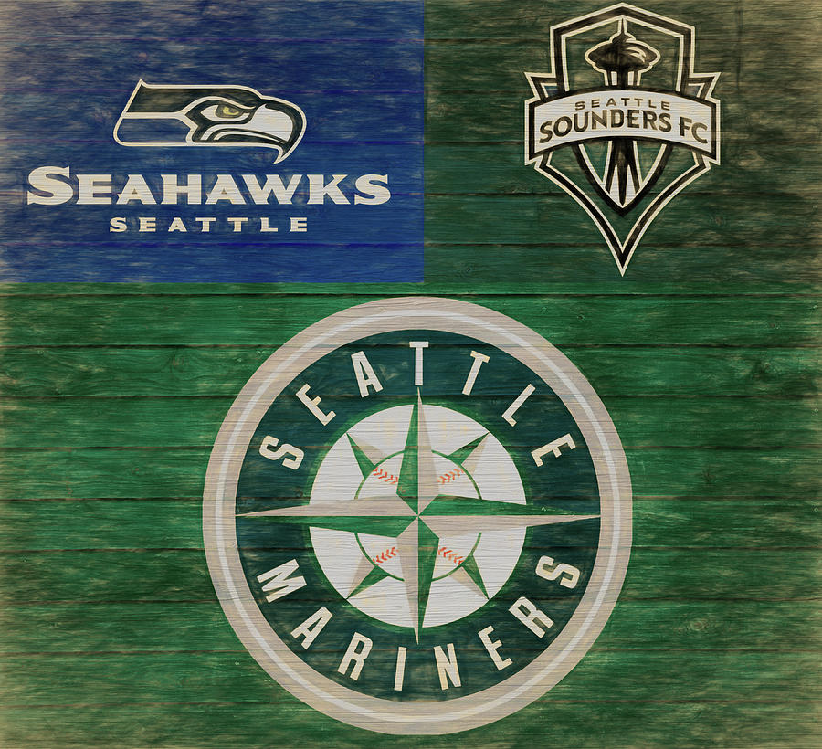 Seattle Sports Teams Barn Door Mixed Media By Dan Sproul