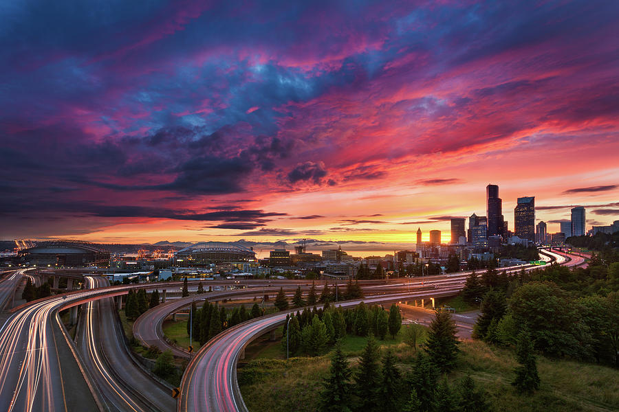 Seattle Photograph - Seattle Summer Sunset by Thorsten Scheuermann