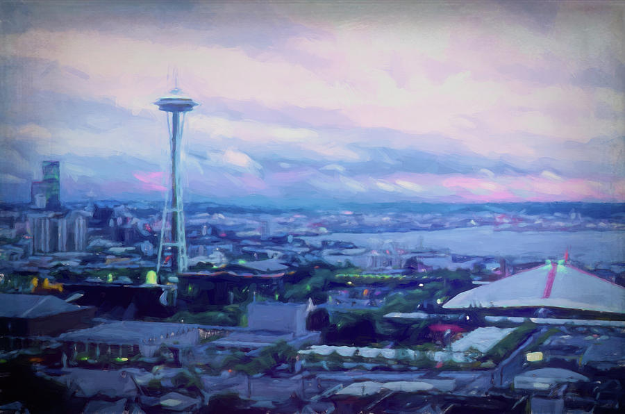 Seattle Vintage painting  Digital Art by Cathy Anderson
