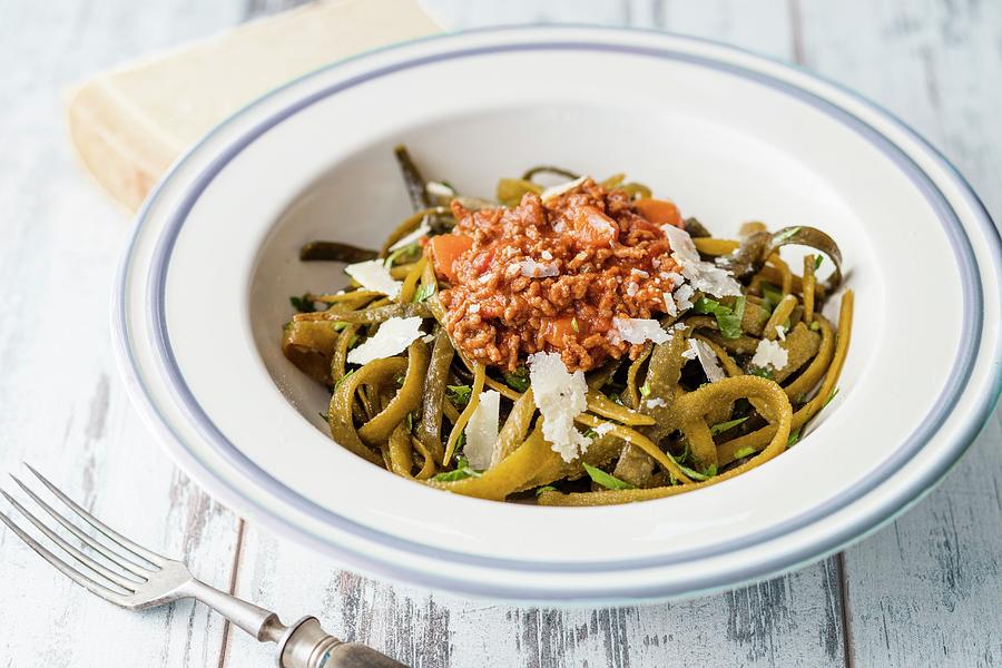 Seaweed Pasta With Bolognese Sauce Photograph by Jan Wischnewski