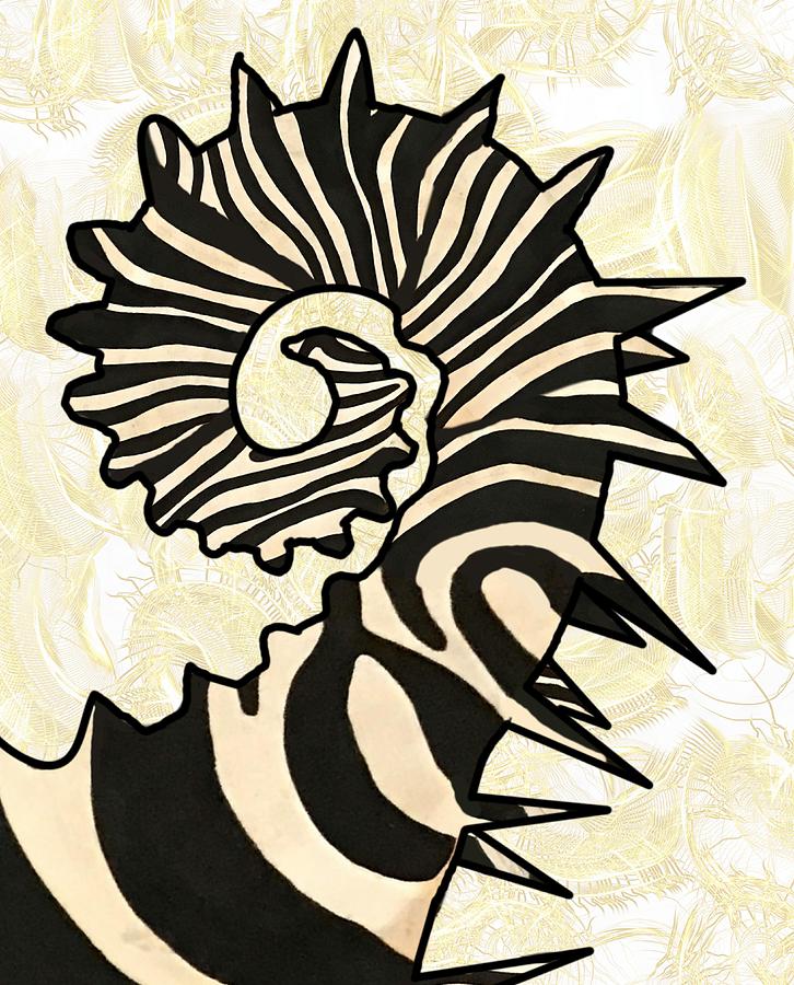 Seahorse Tail Zebra Striped Drawing by Joan Stratton