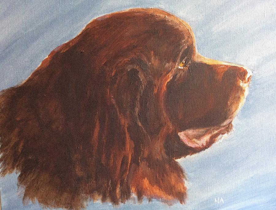 Sebastian, the Newfie Painting by Ellen Canfield