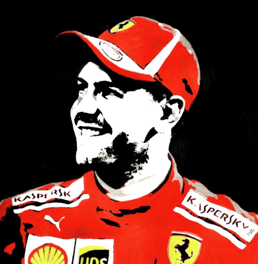 SEBASTIAN VETTEL Ferrari F1 Portrait Painting Painting by Artista Fratta