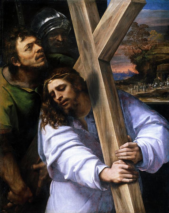 Sebastiano del Piombo / Jesus carrying the Cross, ca. 1516, Italian School, Oil on canvas. Painting by Sebastiano del Piombo -c 1485-1547-