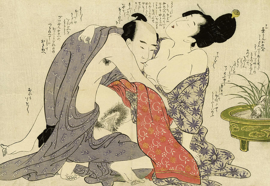 Nude Painting - Secret Affair between a Married Man and a Married Woman, 1799 by Kitagawa Utamaro
