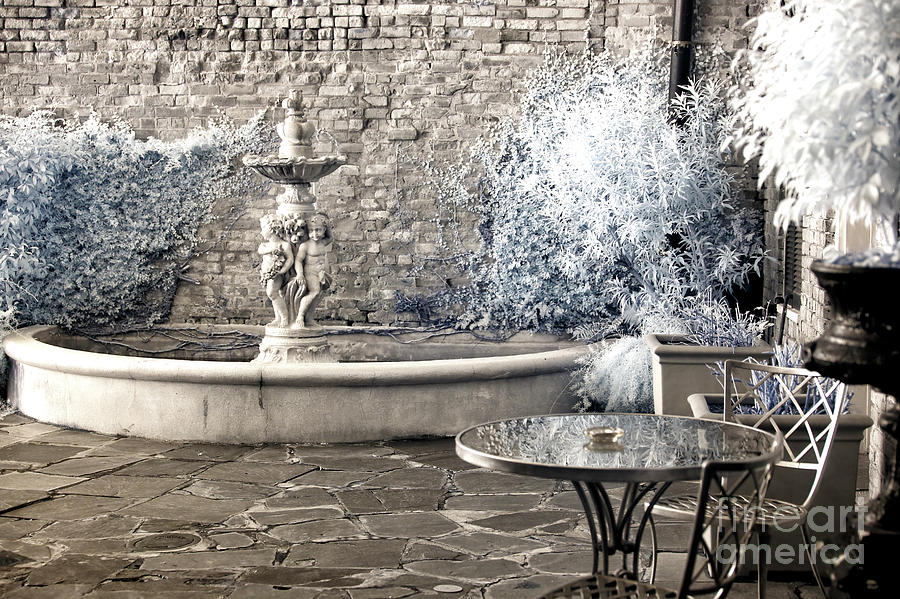 Fountain Photograph - Secret Courtyard New Orleans Infrared by John Rizzuto Fountain Photograph - Secret Courtyard New Orleans Infrared by John Rizzuto