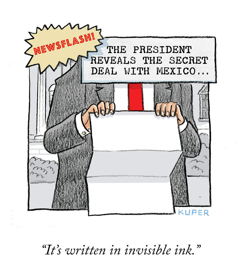 Secret Deal With Mexico Drawing by Peter Kuper
