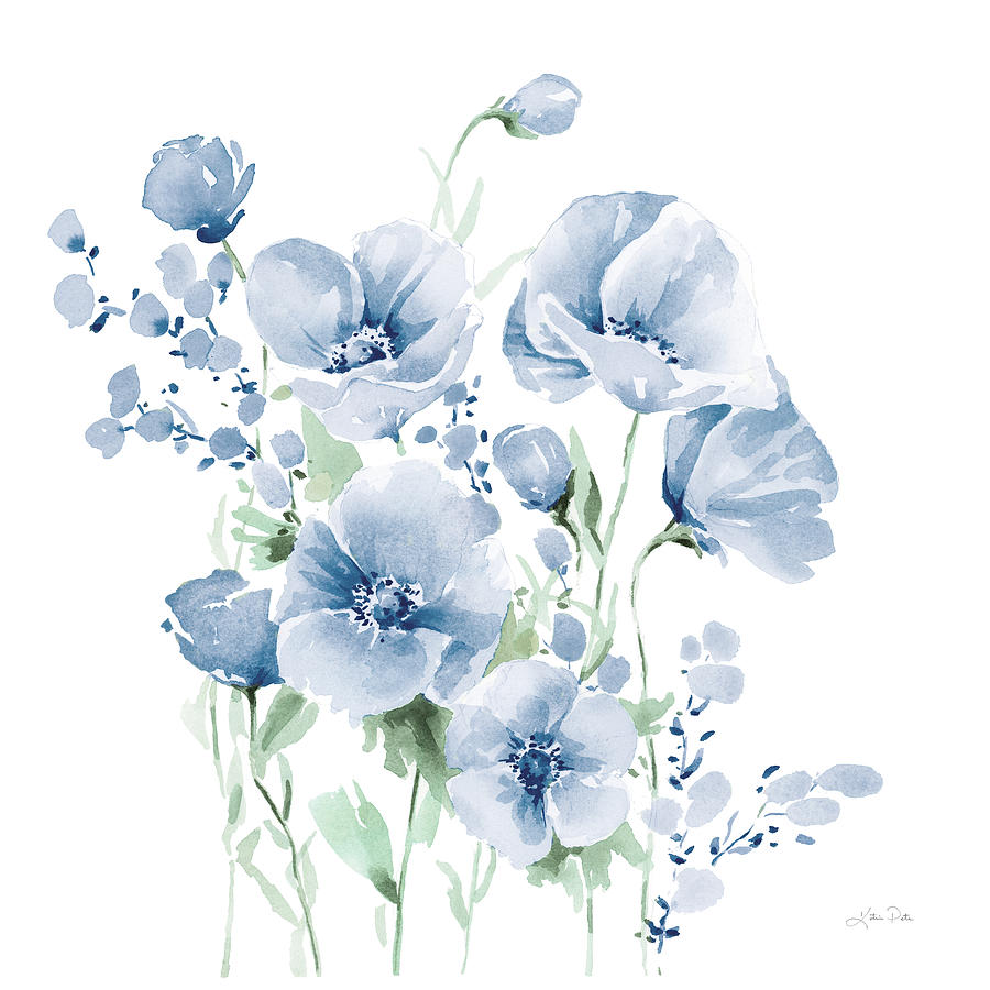 Flower Painting - Secret Garden Bouquet II Blue Light by Katrina Pete