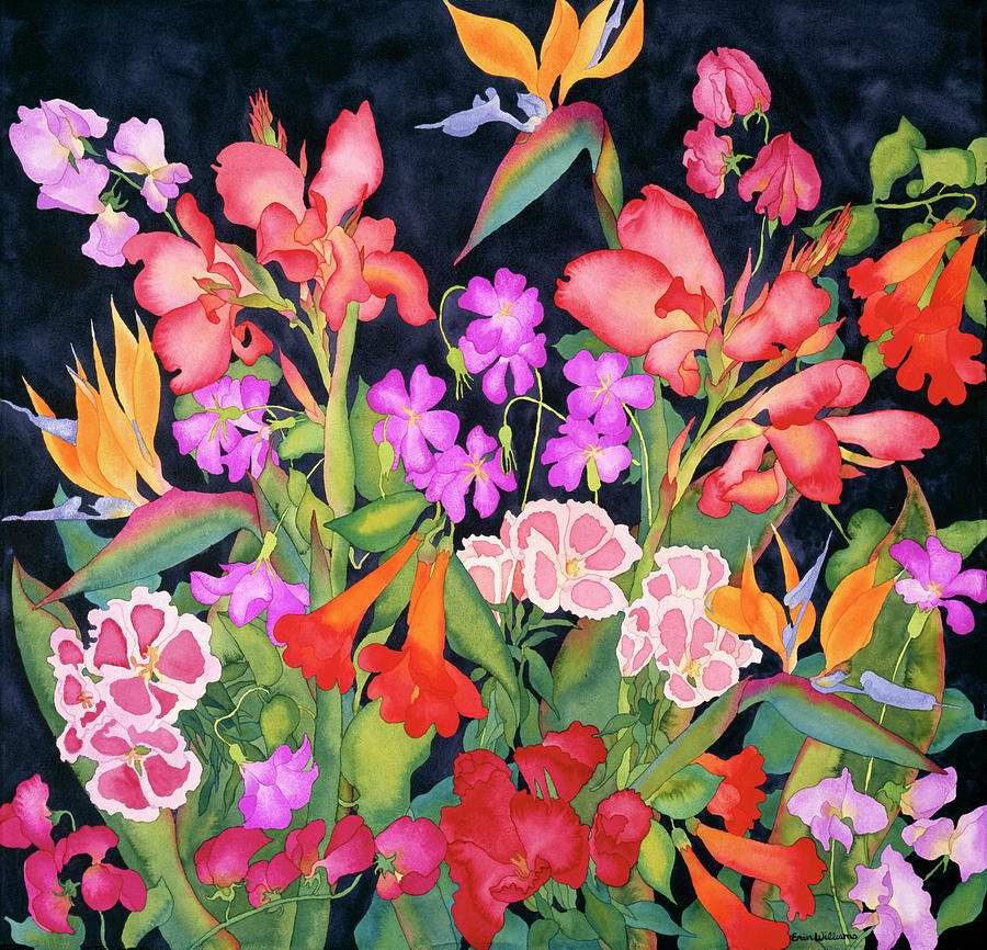 Flower Painting - Secret Garden - Square by Carissa Luminess