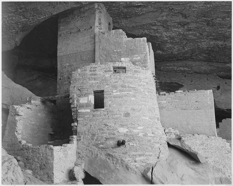 Section of house Cliff Palace Mesa Verde National Park Colorado 1941. 1941 Painting by Ansel Adams
