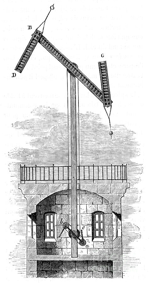 Sectional View Of A Telegraph Tower Drawing by Print Collector