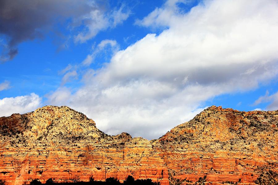 Sedona Jacks Trail blue sky, clouds red rock hills 5032 3 Photograph by David Frederick