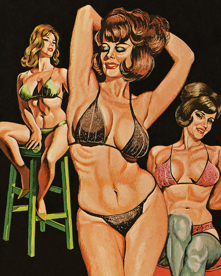 Vintage Drawing - Seductive Women by CSA Images