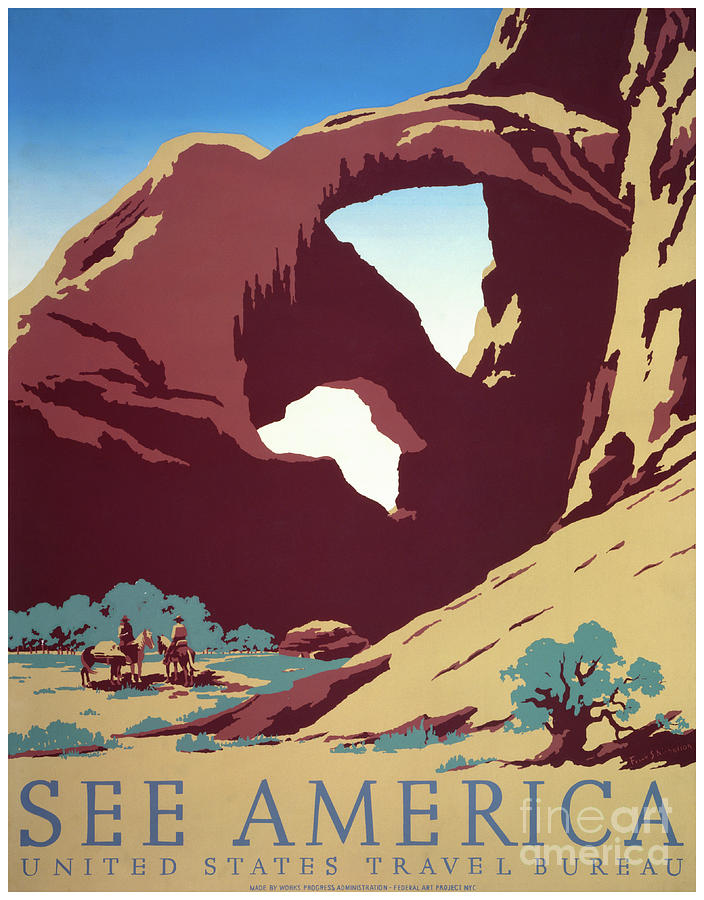 See America Vintage Poster Restored Drawing