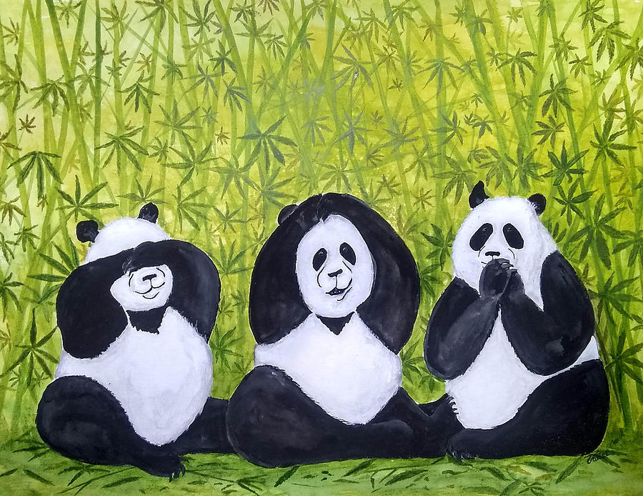 Pandas Painting - See No Evil.. by Vallee Johnson