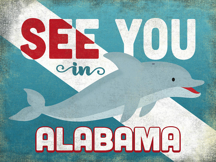 Alabama Digital Art - See You In Alabama Dolphin by Flo Karp Alabama Digital Art - See You In Alabama Dolphin by Flo Karp