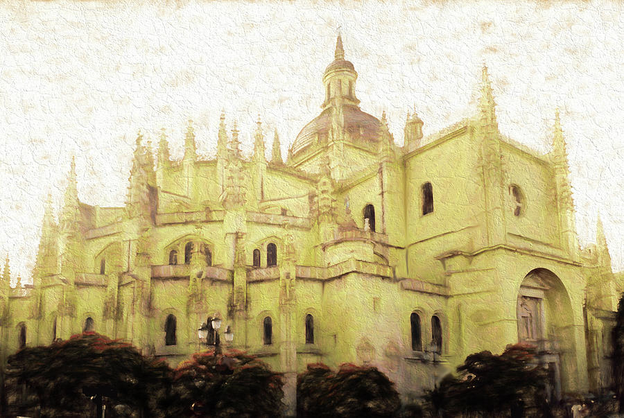 Segovia Cathedral Photo Sketch Photograph by Mary Bedy