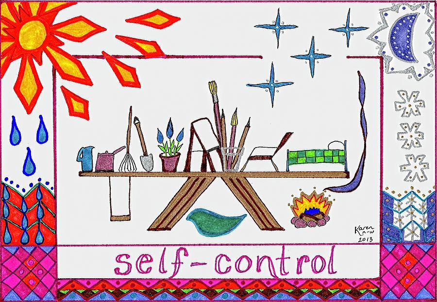 Self-Control Drawing by Karen Nice-Webb