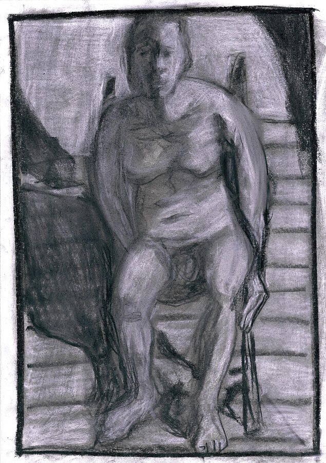 Self on a chair Drawing by Edgeworth Johnstone