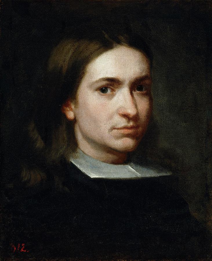 Self-portrait -?-, 1670-1680, Spanish School, Oil on canvas, 42,7 cm x 35 cm,... Painting by Sebastian Munoz -c 1654-1690-