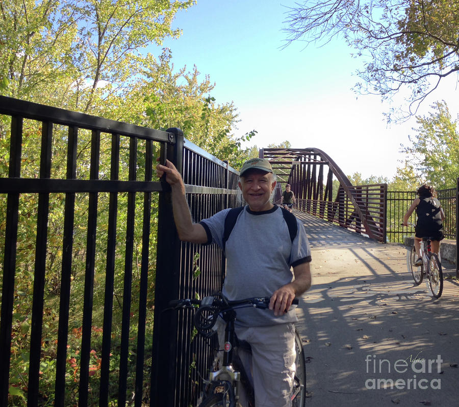 Self Portrait 16 - Bicycling the Winooski River Bridge Bike Path Burlington Vermont Photograph by Felipe Adan Lerma
