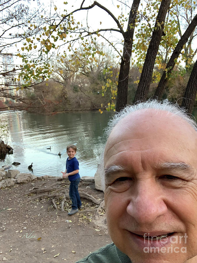 Self Portrait 18 - Taking Pics With Grandson at Barton Springs Photograph by Felipe Adan Lerma