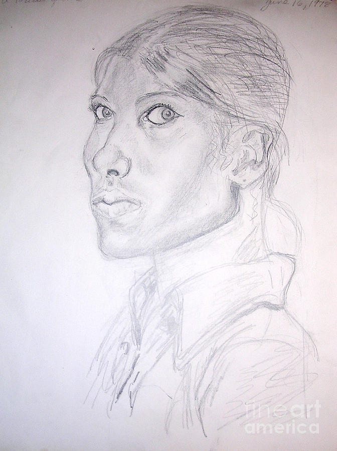 Self Portrait At Fifteen Drawing by Genevieve Esson