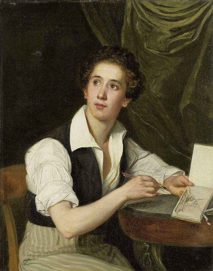 Self-Portrait. Painting by Charles Saligo -1804-1874-